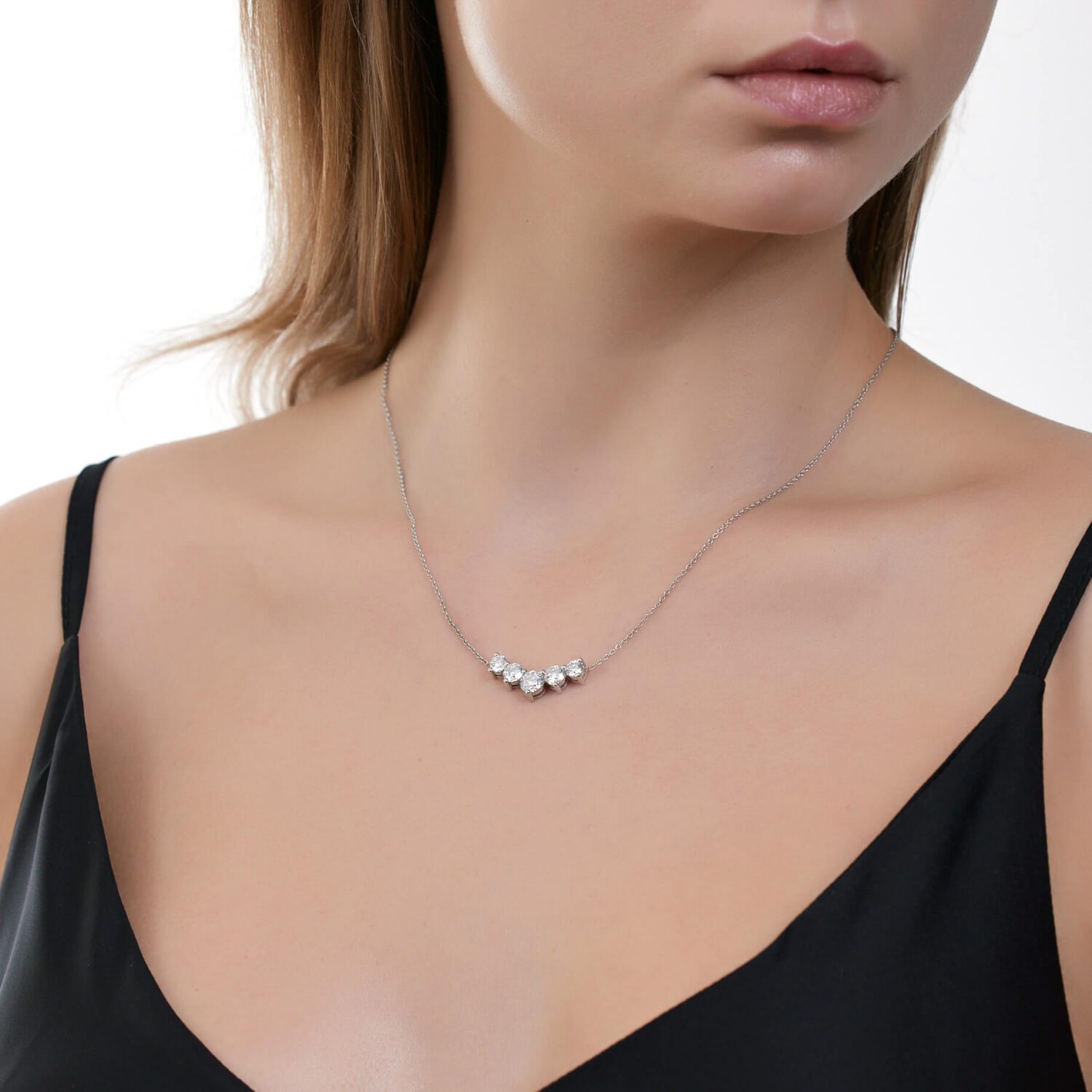 Lab grown diamonds in Cyprus - 5 Stones Necklace best quality and price