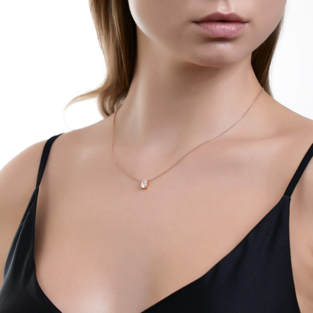 Lab grown diamonds in Cyprus - Oval Necklace 1 Carat best quality and price