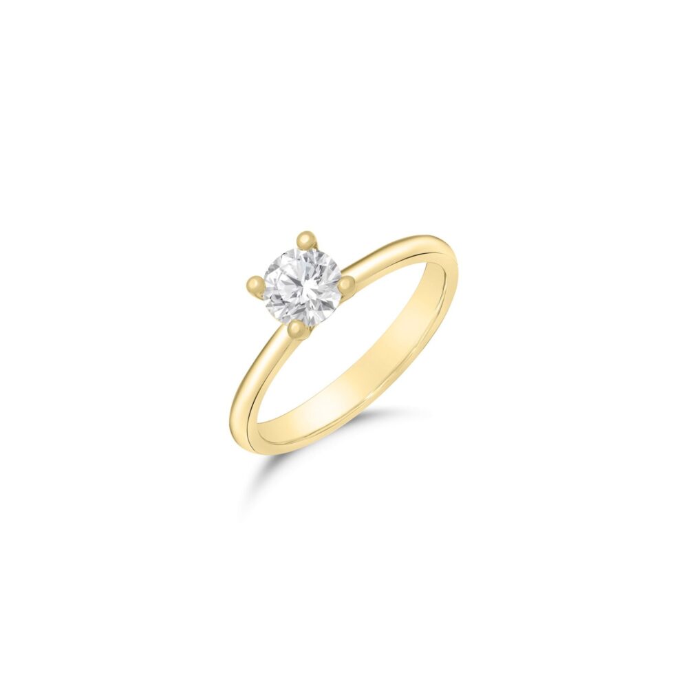 Lab grown diamonds in Cyprus - Initial  Diamond Ring 1 Carat - Yellow Gold best quality and price