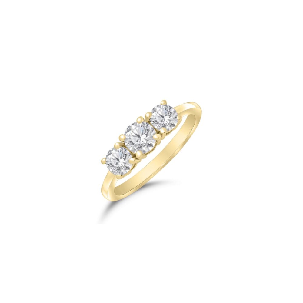 Lab grown diamonds in Cyprus - Diamond Ring 3 Stones 1 Carat - Yellow Gold best quality and price