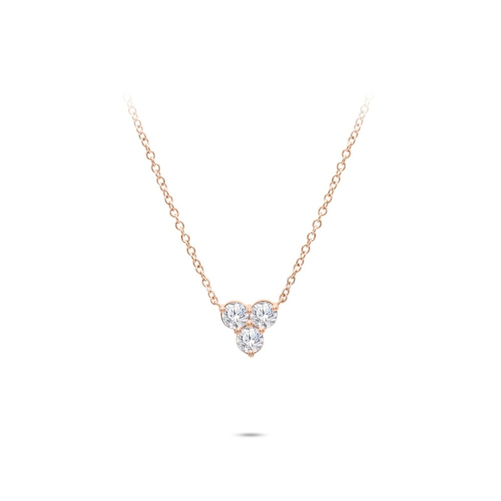 Lab grown diamonds in Cyprus - 3 Stone Necklace 0.9 Points best quality and price