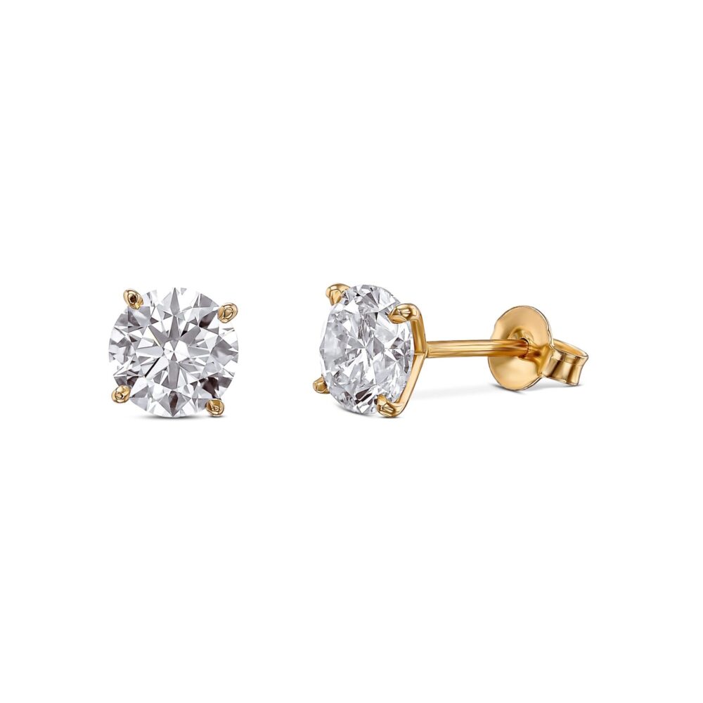 Lab grown diamonds in Cyprus - Classic Earrings 1.2 Carat - Yellow Gold best quality and price
