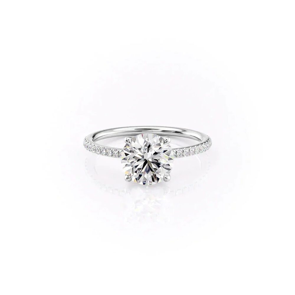 Lab grown diamonds in Cyprus - The Bella Round Brilliant Cut 0.7ct to 5.2ct Half Pave Diamond Engagement Ring best quality and price