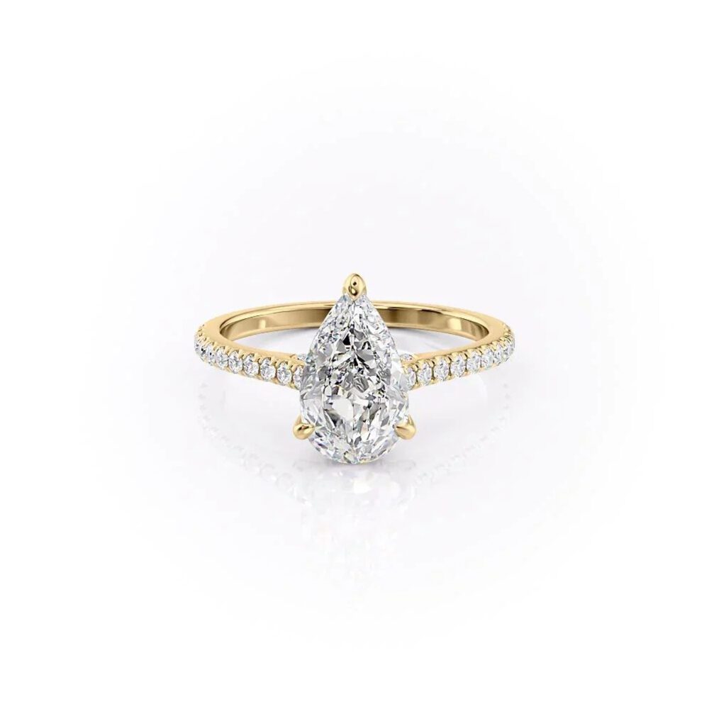 Lab grown diamonds in Cyprus - The Drop Pave Band 0.7ct to 5.2ct Pear Cut Diamond Engagement Ring best quality and price