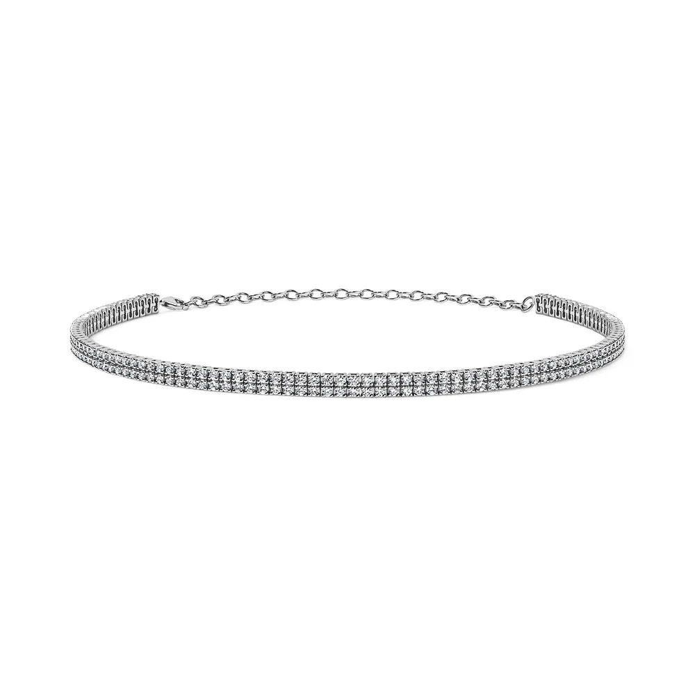 Lab grown diamonds in Cyprus - 7ct diamond double tennis choker necklace-best quality and price