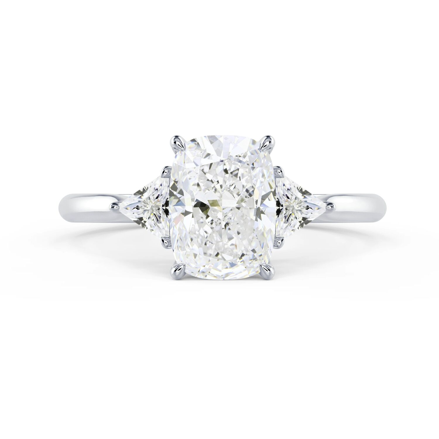 Lab grown diamonds in Cyprus - The Cushion and Trillions Trio 1.6 to 9ct Three Stone Diamond Engagement Ring best quality and price