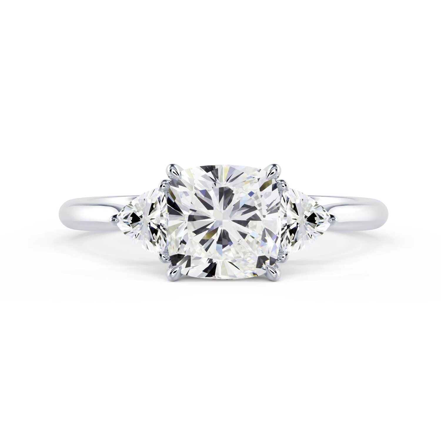 Lab grown diamonds in Cyprus - The Cushion and Trillions Trio 1.6 to 9ct Three Stone Diamond Engagement Ring best quality and price