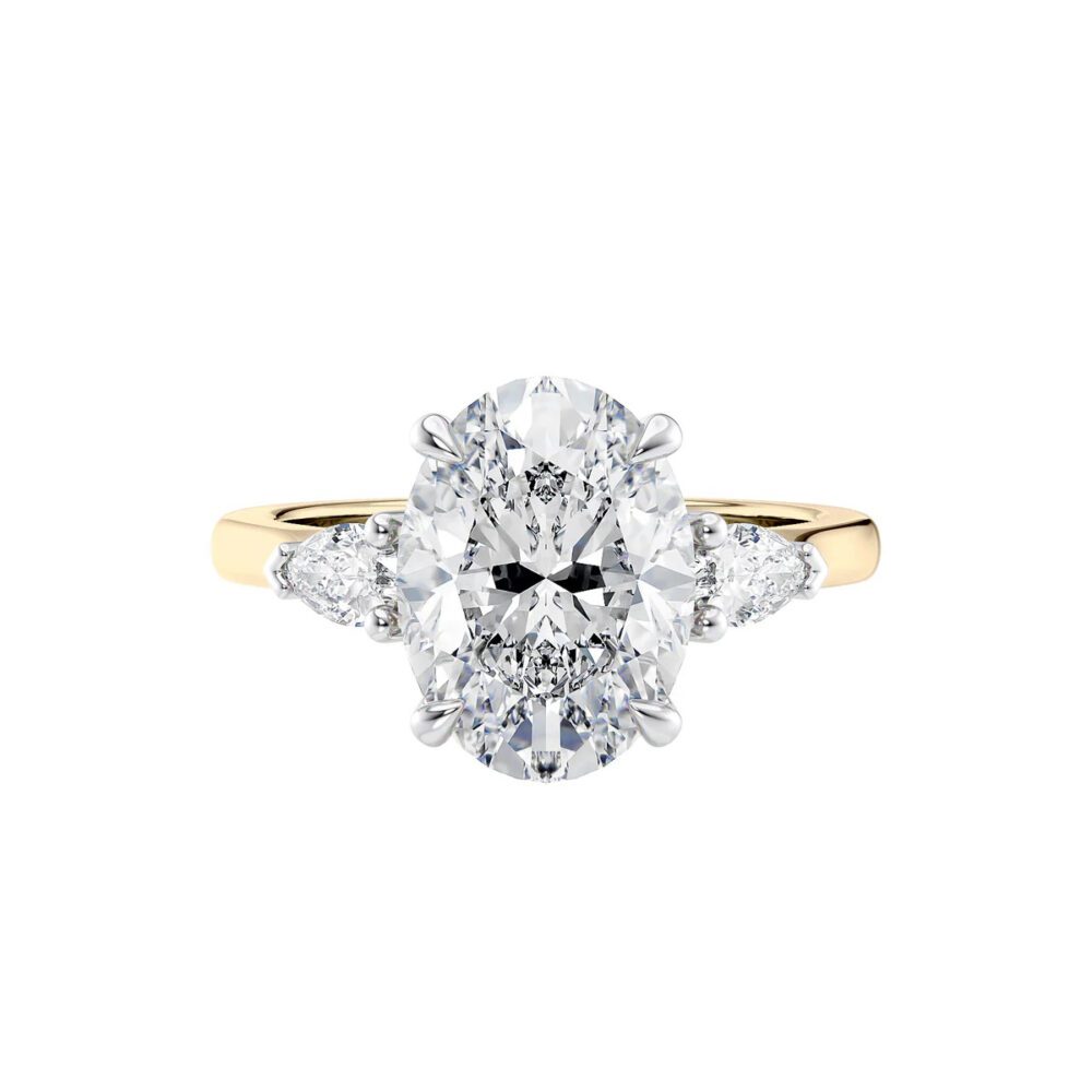 Lab grown diamonds in Cyprus - The Oval and Pears 1.4ct to 7ct Three Stone Diamond Engagement Ring best quality and price