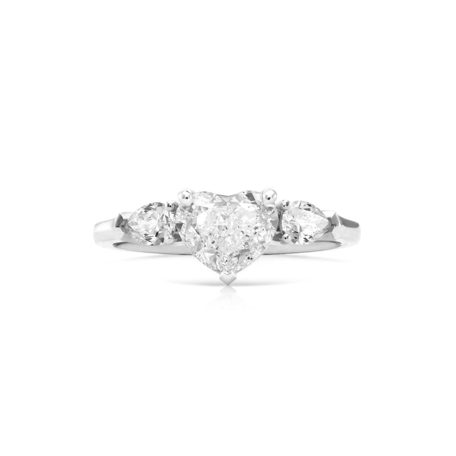 Lab grown diamonds in Cyprus - The Fancy Heart and Pears 1.6 to 7ct Three Stone Diamond Engagement Ring best quality and price