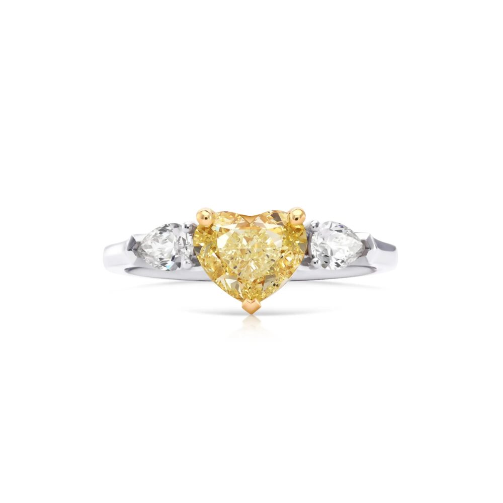 Lab grown diamonds in Cyprus - The Fancy Heart and Pears 1.6 to 7ct Three Stone Diamond Engagement Ring best quality and price