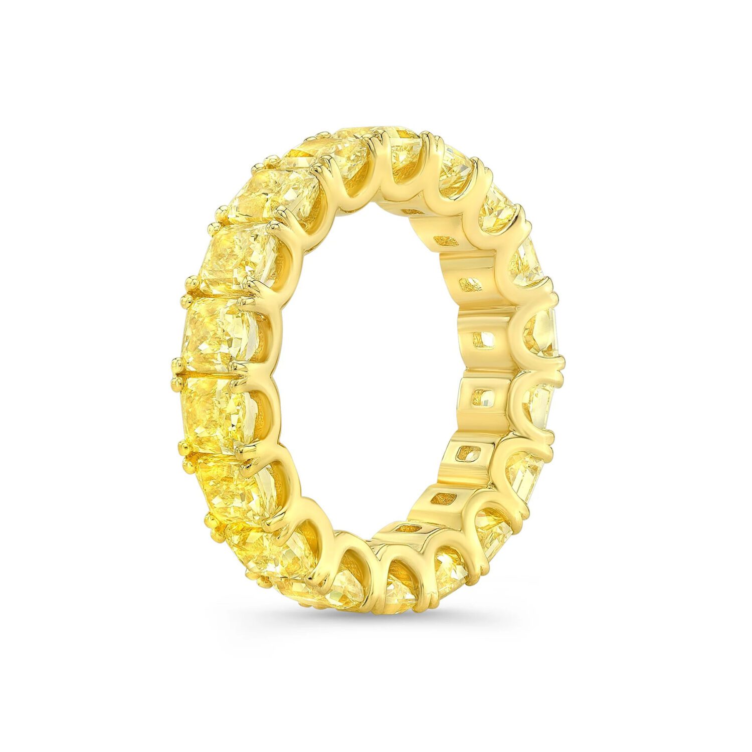 Lab grown diamonds in Cyprus - The Fancy Yellow 6ct Radiant Cut Full Eternity Band Diamond Ring best quality and price