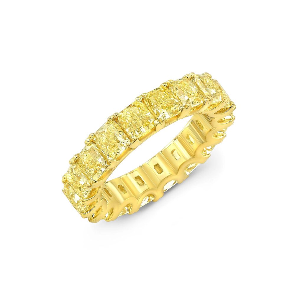 Lab grown diamonds in Cyprus - The Fancy Yellow 6ct Radiant Cut Full Eternity Band Diamond Ring best quality and price