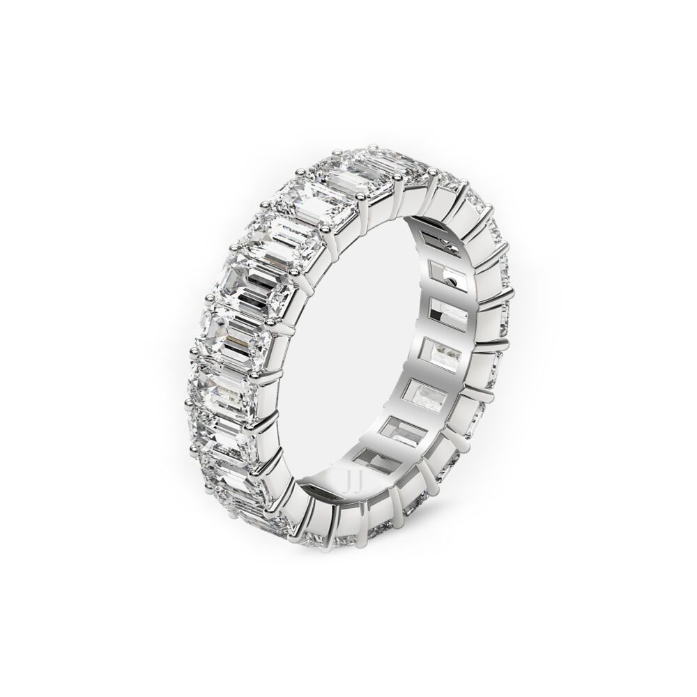 Lab grown diamonds in Cyprus - The Crown Emerald Cut 2.1 ct to 12 ct Full Eternity Band Diamond Ring best quality and price