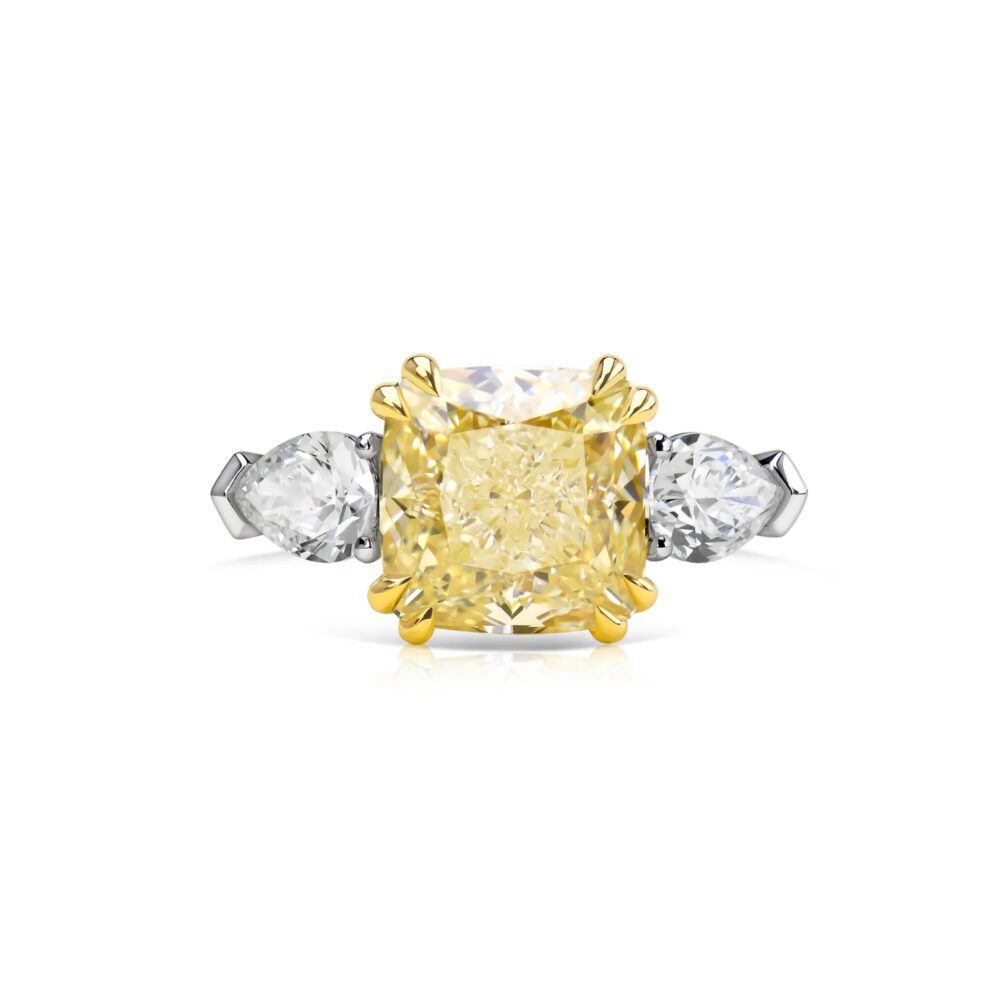 Lab grown diamonds in Cyprus - The Cushion and Pears Trio 1.6 to 9ct Three Stone Diamond Engagement Ring best quality and price