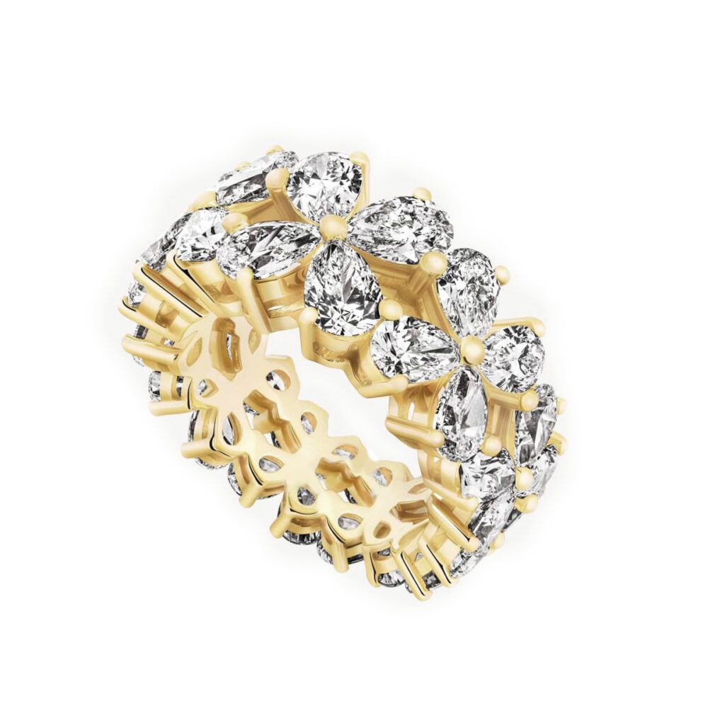 Lab grown diamonds in Cyprus - The Flower 9ct Pear Cut Full Eternity Band Diamond Ring best quality and price