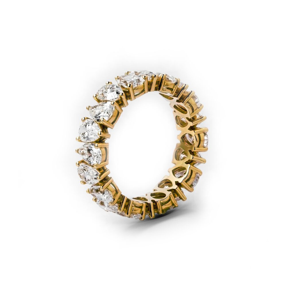 Lab grown diamonds in Cyprus - The Glow Pear Cut 2.11 ct to 12 ct Full Eternity Band Diamond Ring best quality and price