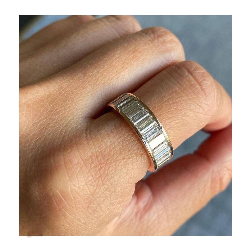 Lab grown diamonds in Cyprus - The King's Baguette Cut 4 carat Chanel Set Full Eternity Band Diamond Ring best quality and price
