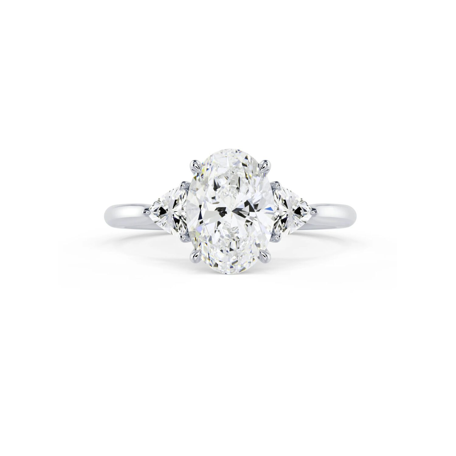 Lab grown diamonds in Cyprus - The Oval and Trillions 1.4ct to 7ct Three Stone Diamond Engagement Ring best quality and price