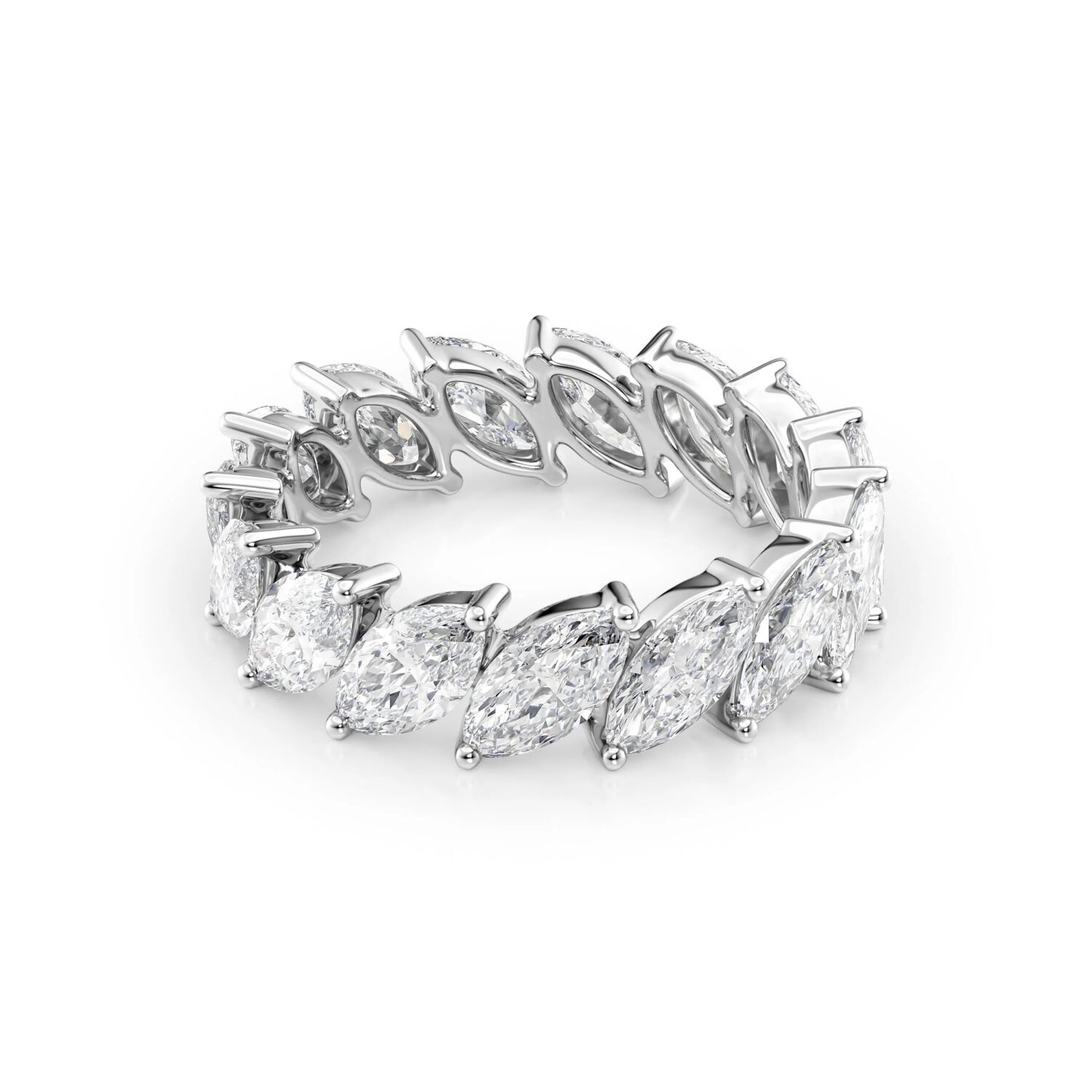 Lab grown diamonds in Cyprus - The Tilted Marquis Cut 1.5ct/ 2ct/ 3ct/ 3.5ct or 5ct Full Eternity Band Diamond Ring best quality and price